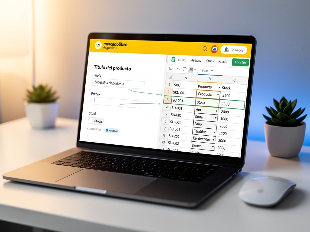Captura de pantalla del módulo MercadoLibre mostrando la configuración de conexión con Google Sheets